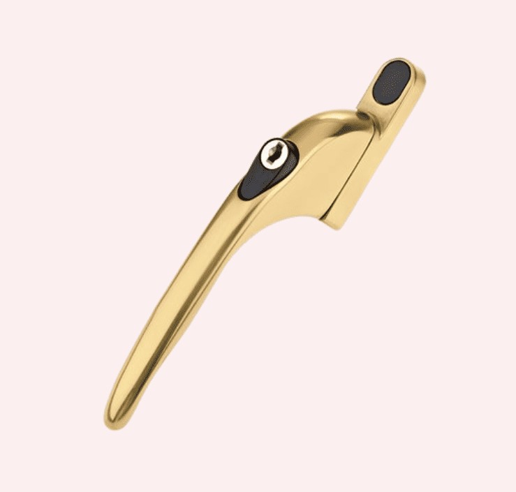 Key Lockable Brass Window Handles for Casement Tilt Turn Windows, Secure Child Safety and Anti-Burglary Locking Handles with Square Spindle Operation
